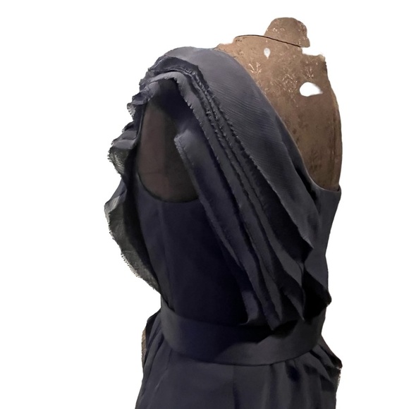 White by Vera Wang Navy Bridesmaid One Shoulder Chiffon Dress Style VW360274 - Picture 8 of 13